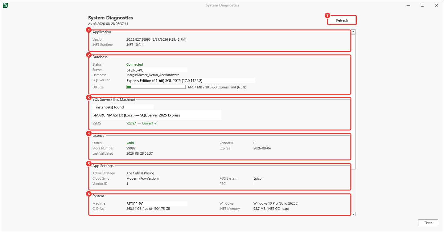 System Diagnostics window